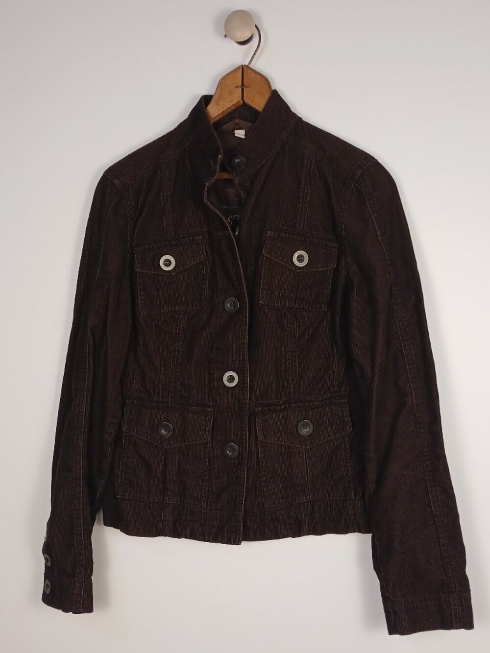 Jacob Connexion Women Coat Corduroy Brown Jacket Size 3/4 Military Style
